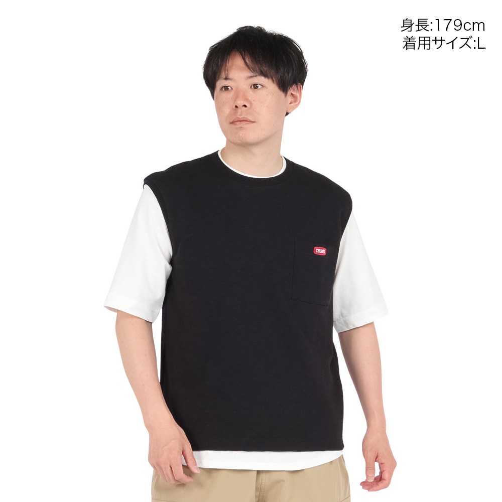 チャムス（CHUMS）（メンズ）半袖Tシャツ + ベスト キーストーン レイヤードTシャツ CH00-1493-K001 ブラック 重ね着 セット