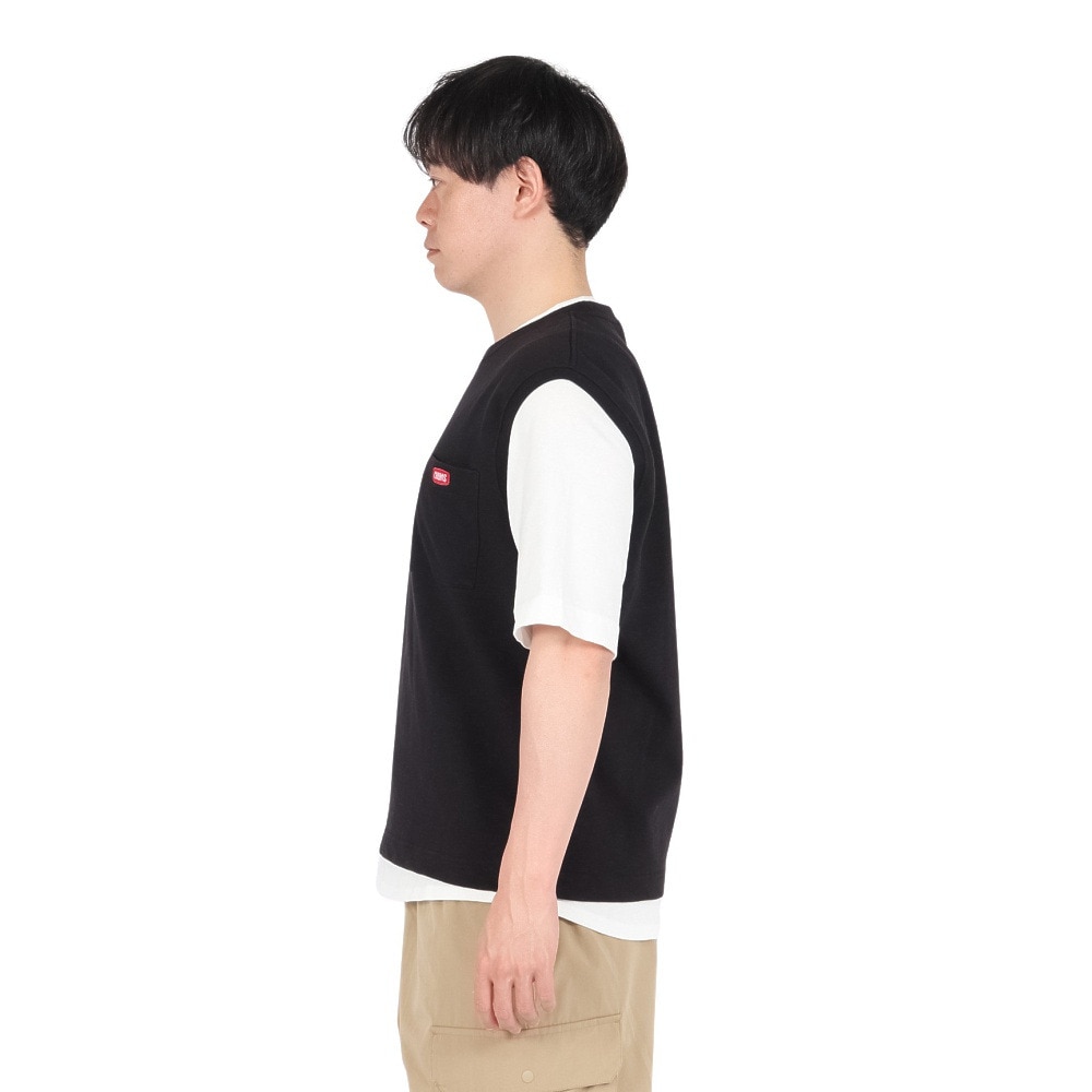 チャムス（CHUMS）（メンズ）半袖Tシャツ + ベスト キーストーン レイヤードTシャツ CH00-1493-K001 ブラック 重ね着 セット
