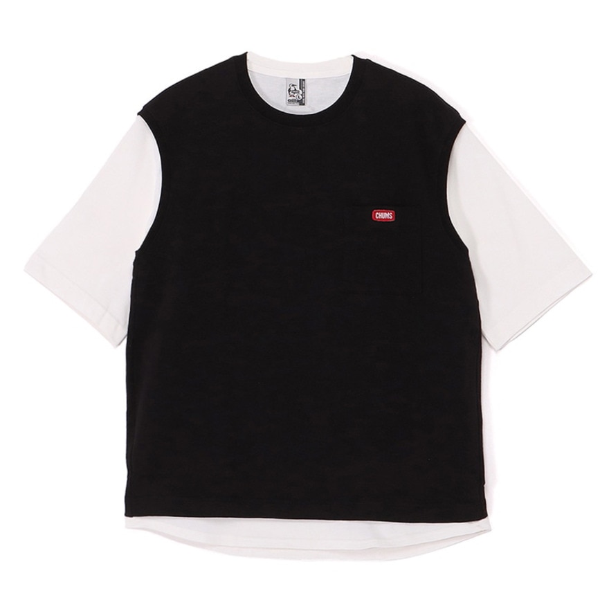チャムス（CHUMS）（メンズ）半袖Tシャツ + ベスト キーストーン レイヤードTシャツ CH00-1493-K001 ブラック 重ね着 セット