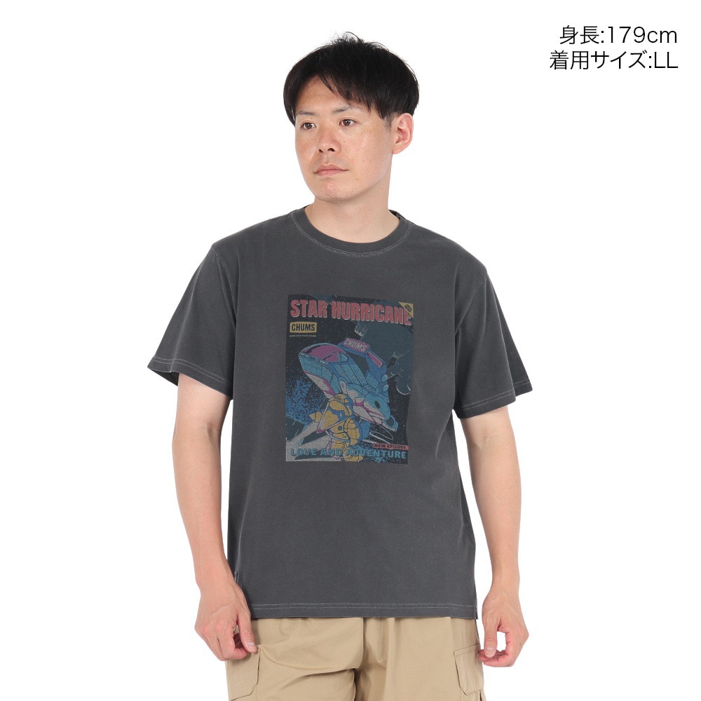 チャムス（CHUMS）（メンズ）半袖Tシャツ チャムススターハリケーンTシャツ CH01-2529-K001 ブラック 綿100 ピグメント加工