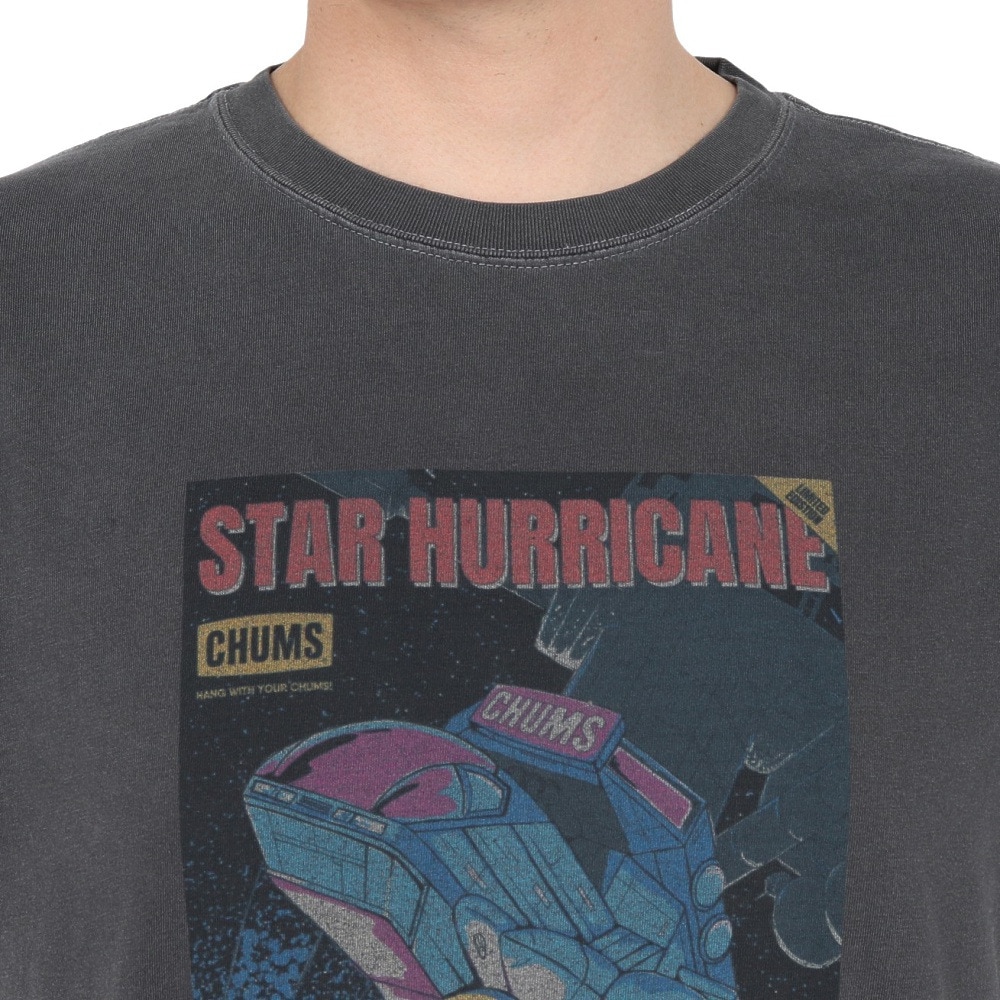 チャムス（CHUMS）（メンズ）半袖Tシャツ チャムススターハリケーンTシャツ CH01-2529-K001 ブラック 綿100 ピグメント加工