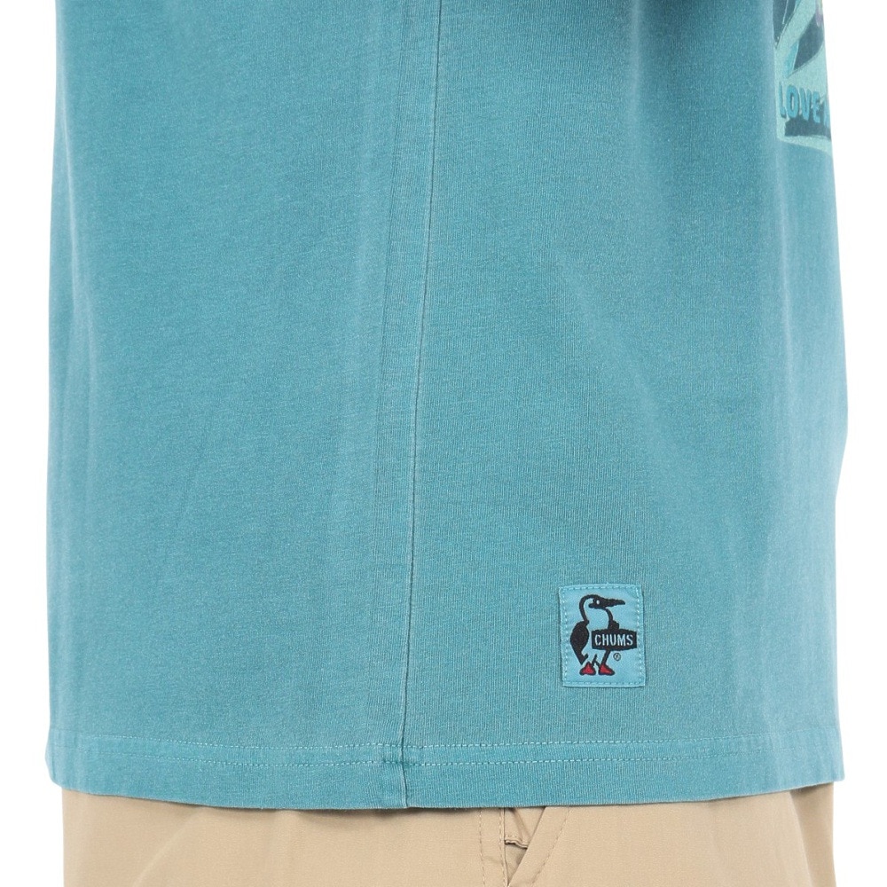 チャムス（CHUMS）（メンズ）半袖Tシャツ チャムススターハリケーンTシャツ CH01-2529-T041 ターコイズ 綿100 ピグメント加工