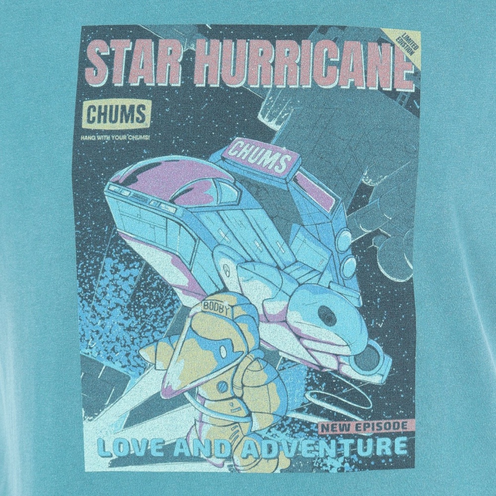 チャムス（CHUMS）（メンズ）半袖Tシャツ チャムススターハリケーンTシャツ CH01-2529-T041 ターコイズ 綿100 ピグメント加工