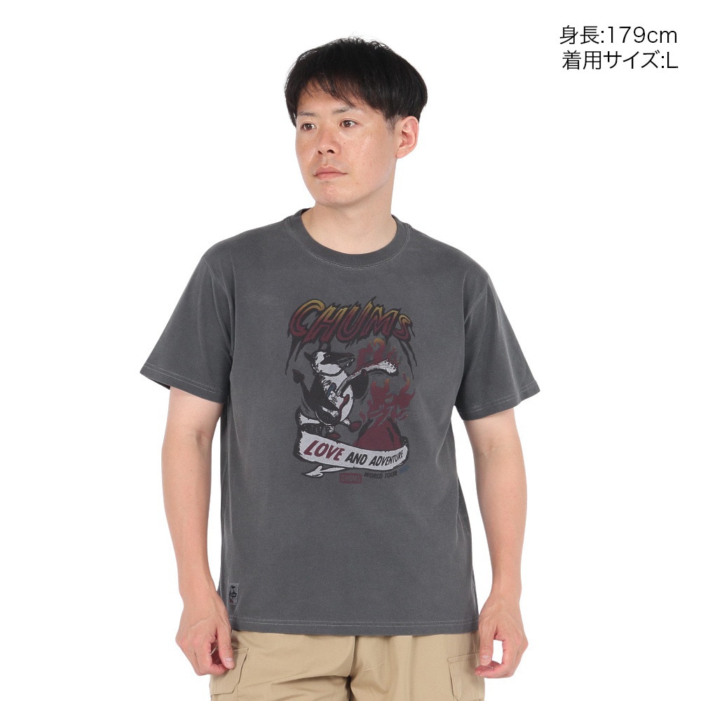 チャムス（CHUMS）（メンズ）半袖Tシャツ 70メタルバンドTシャツ CH01-2533-K001 ブラック 綿100 ヴィンテージ加工