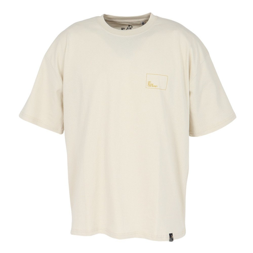 ゴースローキャラバン（GOSLOWCARAVAN）（メンズ）スクエアLOGO バックプリント ゆったり 半袖Tシャツ 361915B IVY