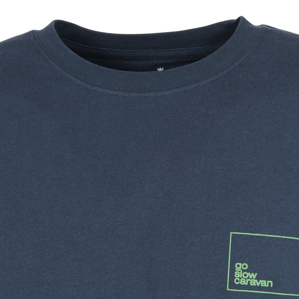 ゴースローキャラバン（GOSLOWCARAVAN）（メンズ）スクエアLOGO バックプリント ゆったり 半袖Tシャツ 361915B NAV
