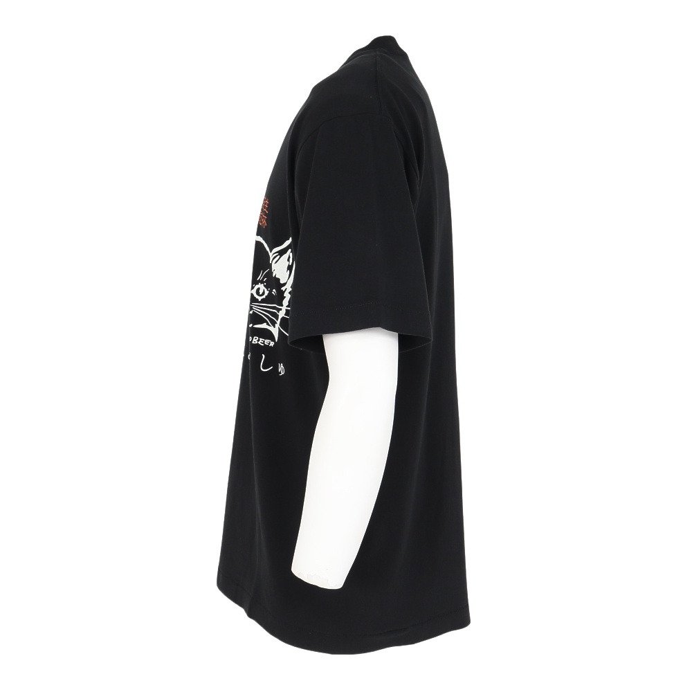 ゴースローキャラバン（GOSLOWCARAVAN）（メンズ、レディース）RAY綿 猫と麦酒 半袖Tシャツ 猫生乾杯 362616 BLK
