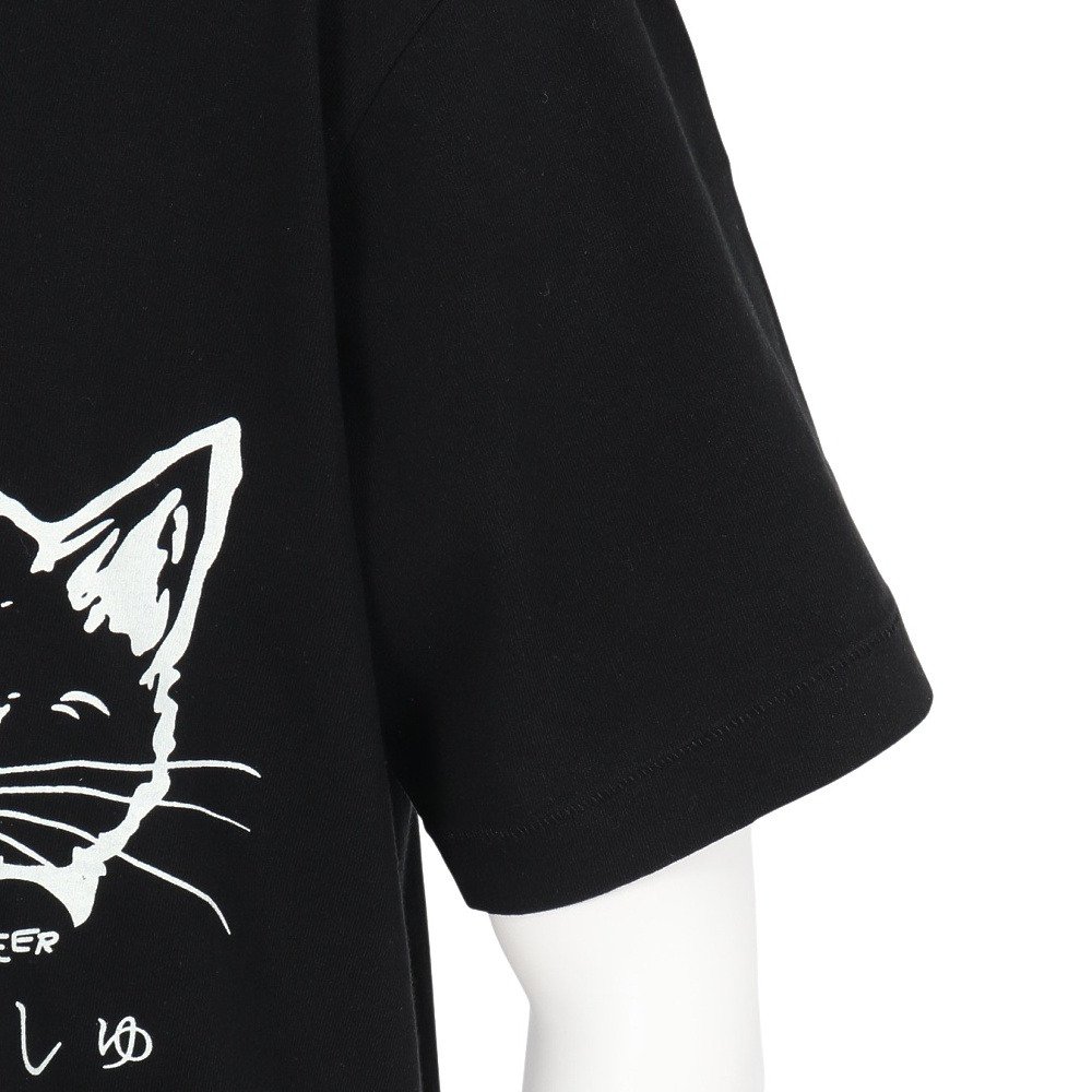 ゴースローキャラバン（GOSLOWCARAVAN）（メンズ、レディース）RAY綿 猫と麦酒 半袖Tシャツ 猫生乾杯 362616 BLK