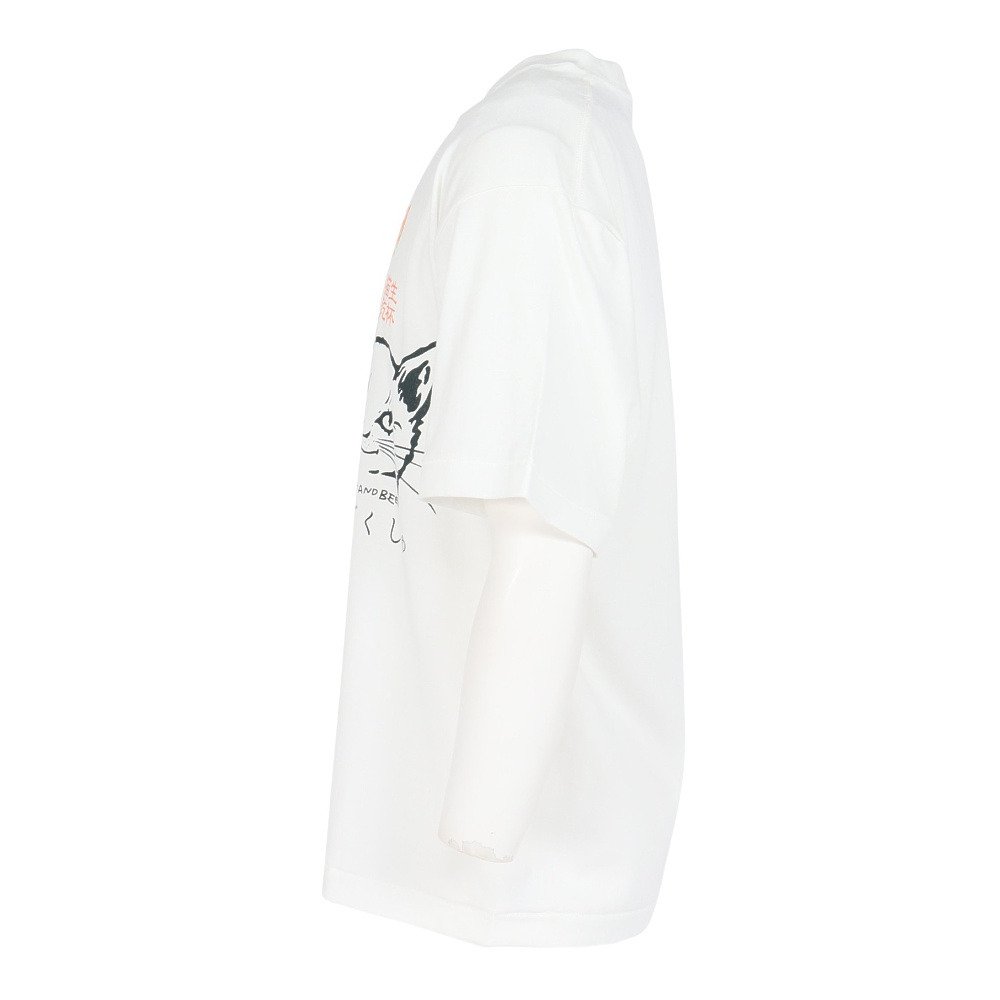 ゴースローキャラバン（GOSLOWCARAVAN）（メンズ、レディース）RAY綿 猫と麦酒 半袖Tシャツ 猫生乾杯 362616 WHT