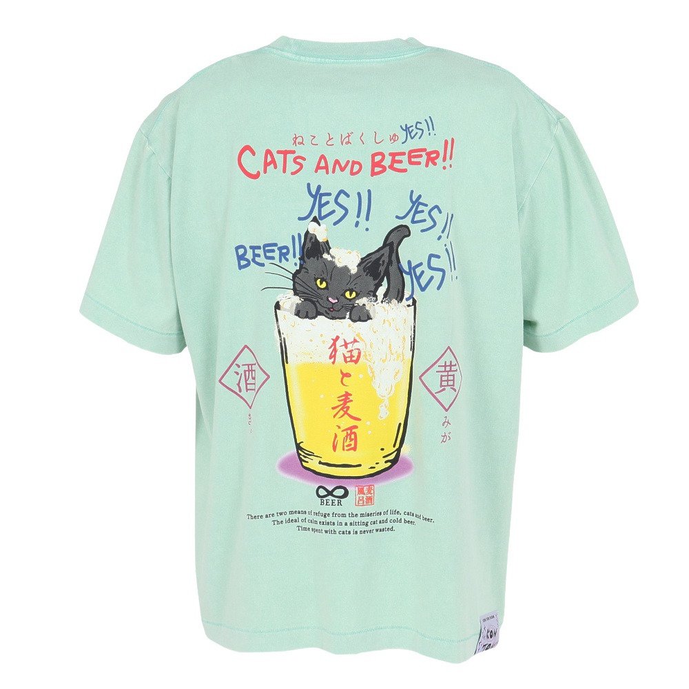 ゴースローキャラバン（GOSLOWCARAVAN）（メンズ、レディース）RAY綿 猫と麦酒 半袖Tシャツ 麦酒風呂 362617 MNT