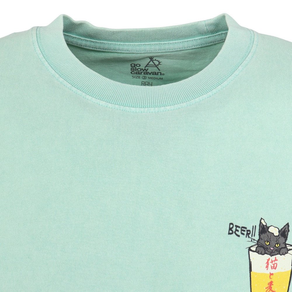 ゴースローキャラバン（GOSLOWCARAVAN）（メンズ、レディース）RAY綿 猫と麦酒 半袖Tシャツ 麦酒風呂 362617 MNT