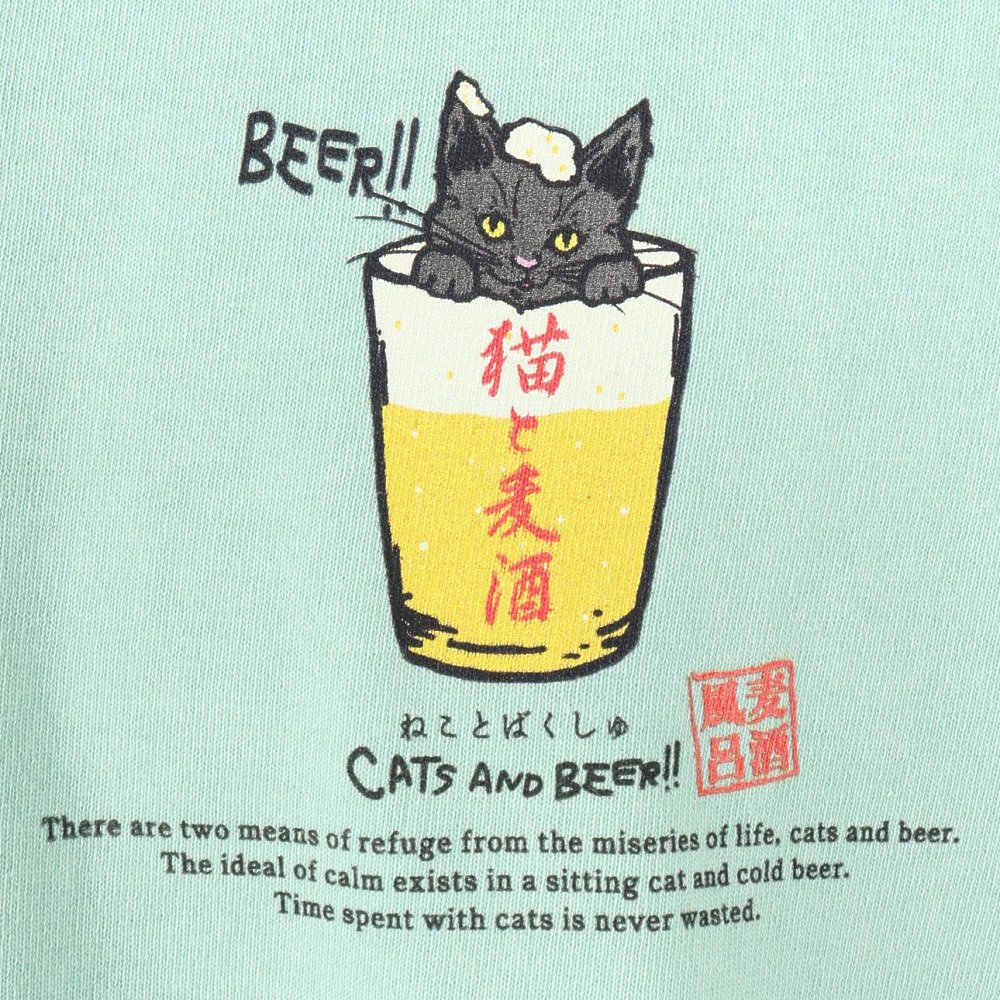ゴースローキャラバン（GOSLOWCARAVAN）（メンズ、レディース）RAY綿 猫と麦酒 半袖Tシャツ 麦酒風呂 362617 MNT