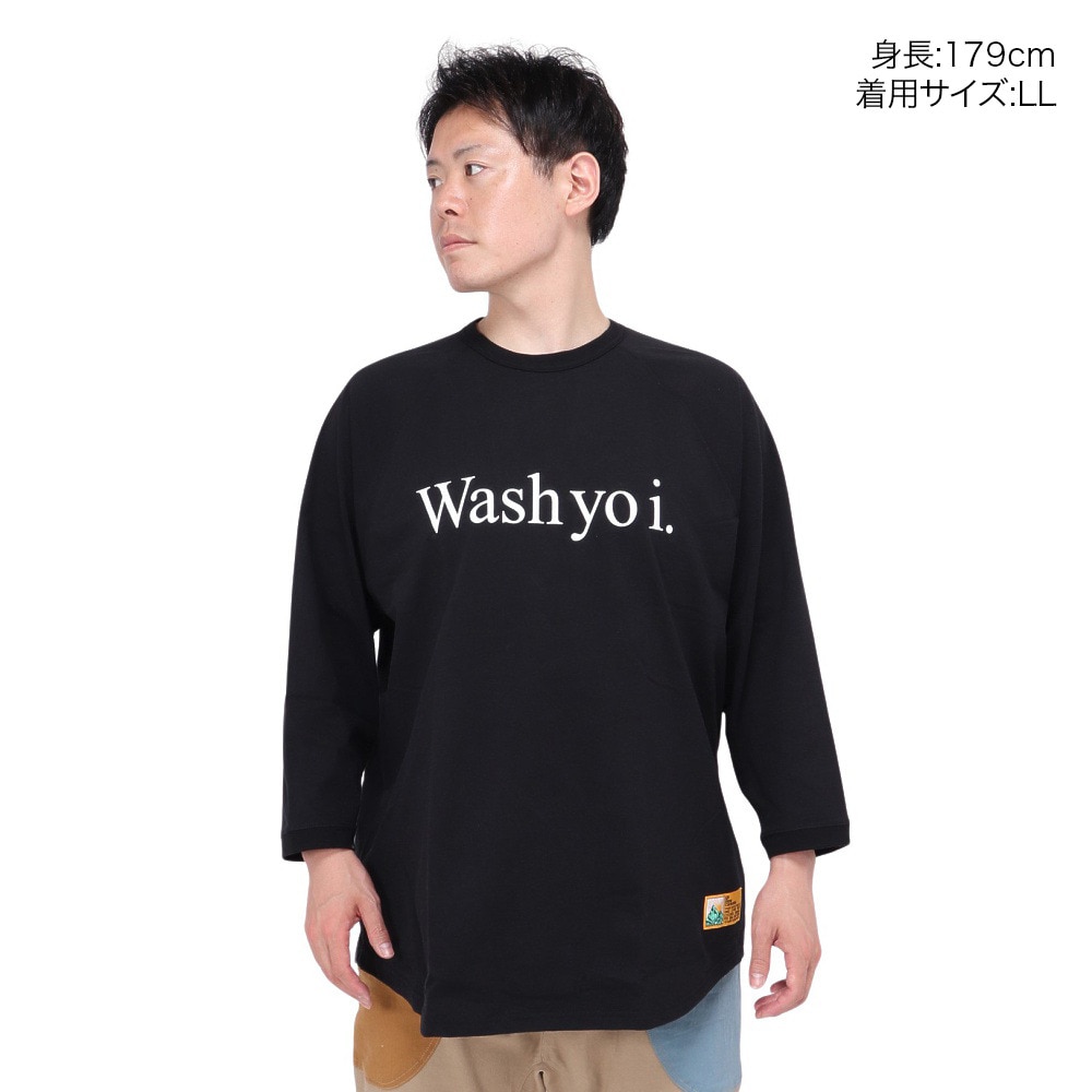 ゴースローキャラバン（GOSLOWCARAVAN）（メンズ、レディース）USA/C 祭 8分袖 ルーズベースボールTシャツ 321905 BLK