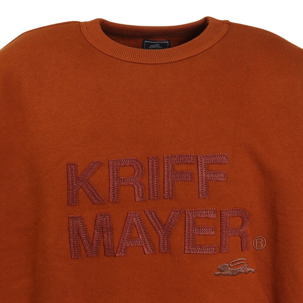 クリフメイヤー（KRIFF MAYER）（メンズ）スウェット 裏起毛 クルーネックトレーナー ワッペンロゴ 2223100-43:BRICK