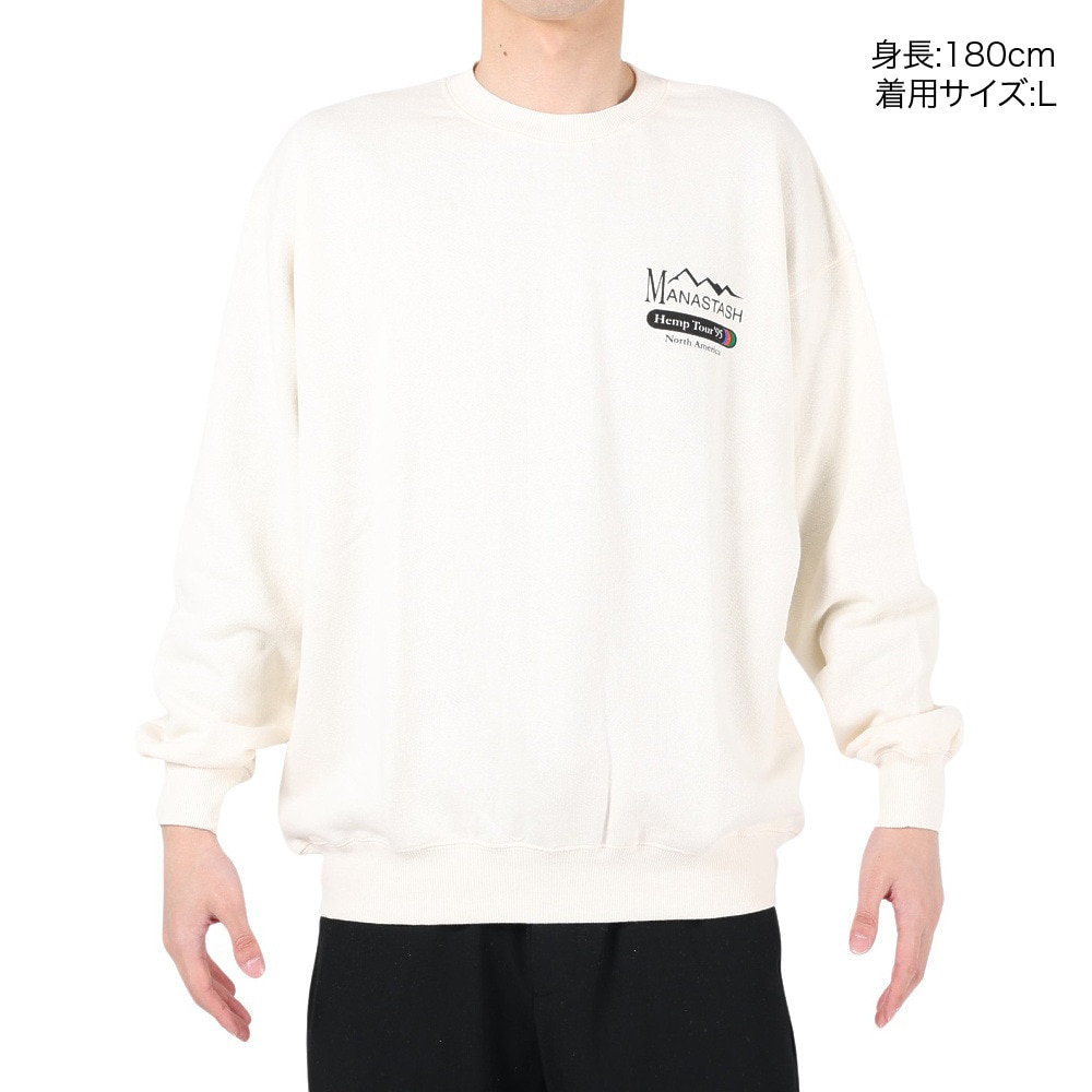 マナスタッシュ（MANASTASH）（メンズ）スウェット トレーナー CASCADE SWEATSHIRTS ヘンプツアー 792-3132007 NTL ホワイト