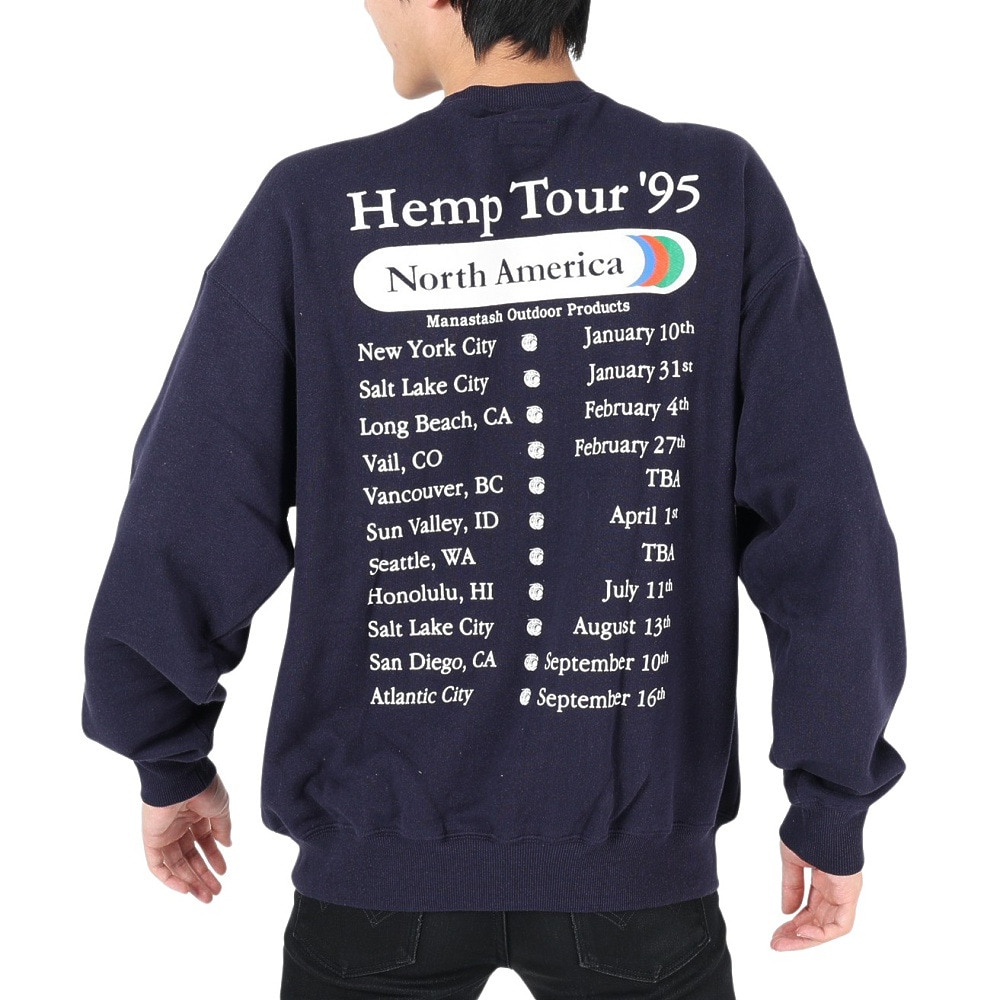 マナスタッシュ（MANASTASH）（メンズ）スウェット トレーナー CASCADE SWEATSHIRTS ヘンプツアー 792-3132007 NVY ネイビー