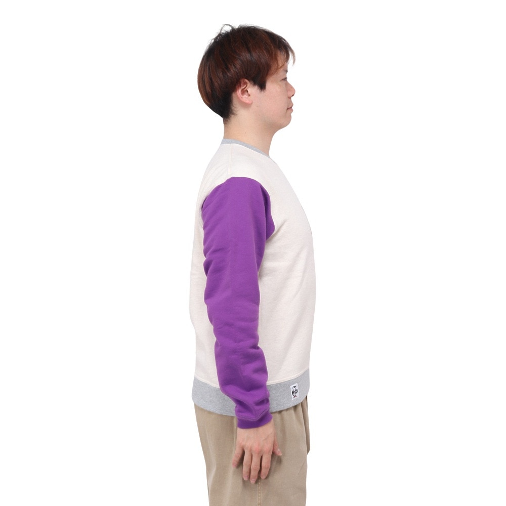 チャムス（CHUMS）（メンズ）スウェット トレーナー チャムス ロゴ クルートップ CH00-1416-C091 パープル×ネイビー 裏起毛 綿100