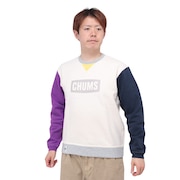 (メンズ)スウェット トレーナー チャムス ロゴ クルートップ CH00-1416-C091 パープル×ネイビー 裏起毛 綿100