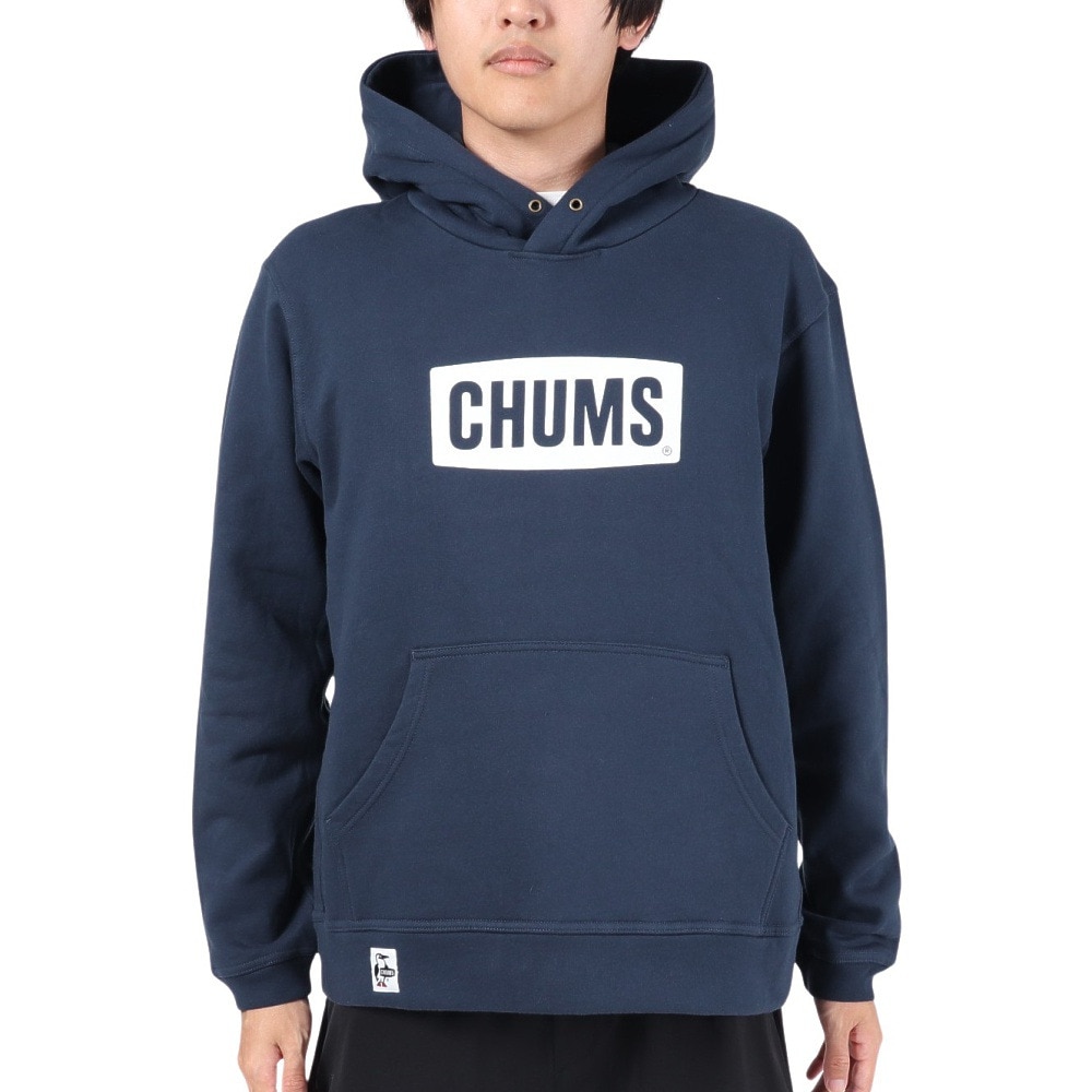 チャムス（CHUMS）（メンズ）スウェット パーカー チャムス ロゴ プルオーバー CH00-1418-N082 ネイビー×ホワイト 裏起毛 綿100