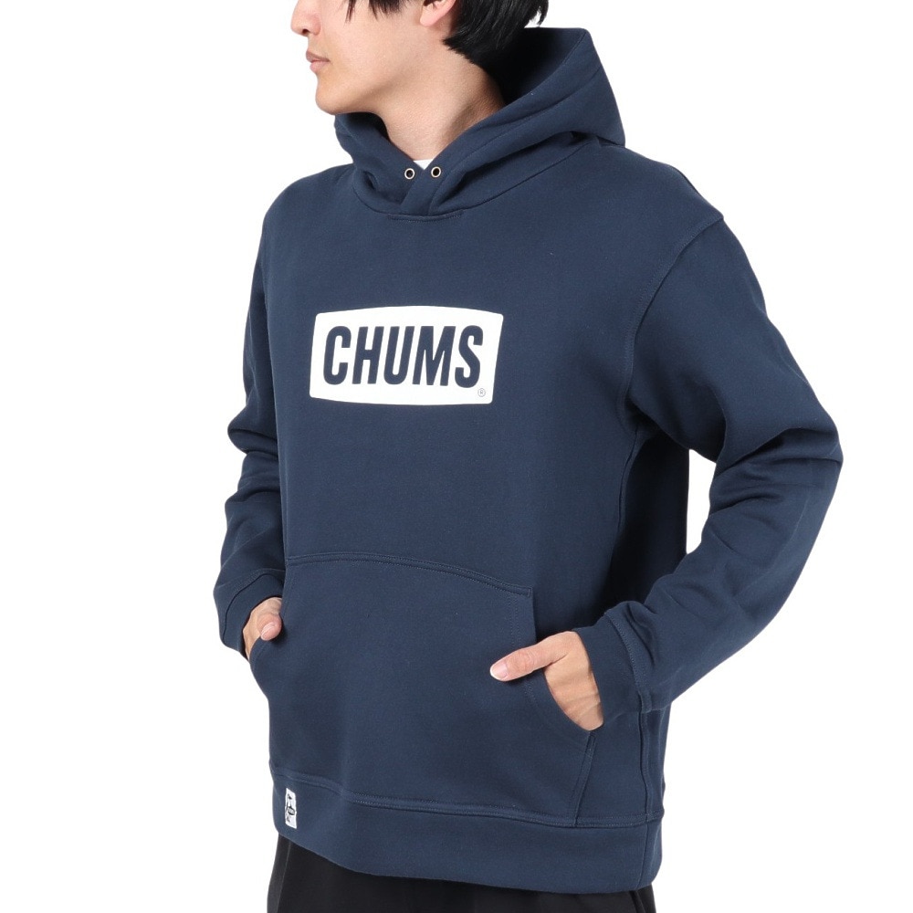 チャムス（CHUMS）（メンズ）スウェット パーカー チャムス ロゴ プルオーバー CH00-1418-N082 ネイビー×ホワイト 裏起毛 綿100
