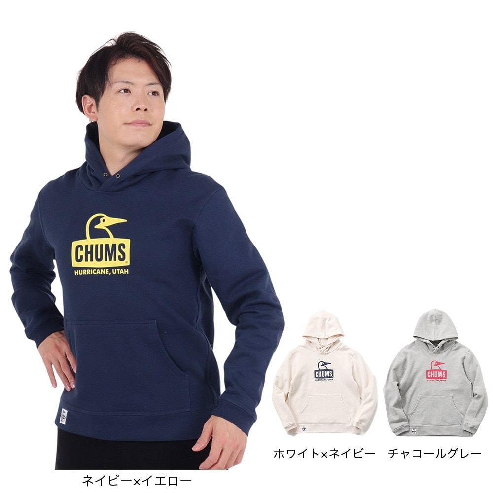 チャムス（CHUMS）（メンズ）スウェット パーカー ブービーフェイス プルオーバー CH00-1419-N098 ネイビー×イエロー 裏起毛 綿100