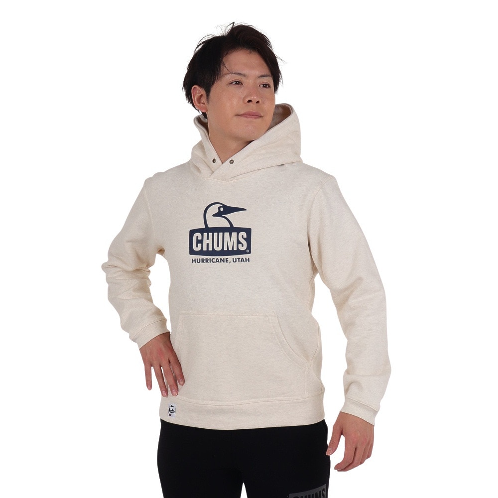 チャムス（CHUMS）（メンズ）スウェット パーカー ブービーフェイス プルオーバー CH00-1419-W095 ホワイト×ネイビー 裏起毛 綿100