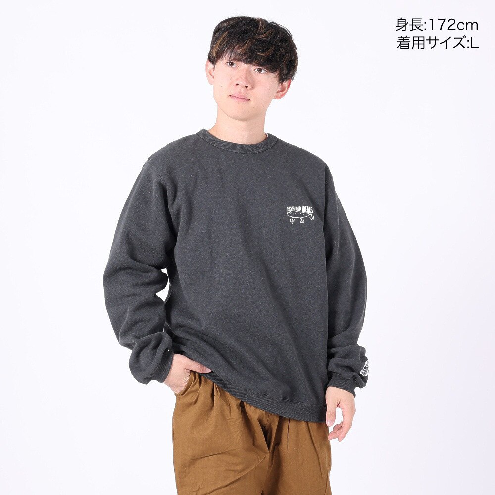 クリフメイヤー（KRIFF MAYER）（メンズ）スウェット トレーナー チルタイム起毛ひっくりクルースウェット 2323104-17 CHARCOL グレー バックプリント
