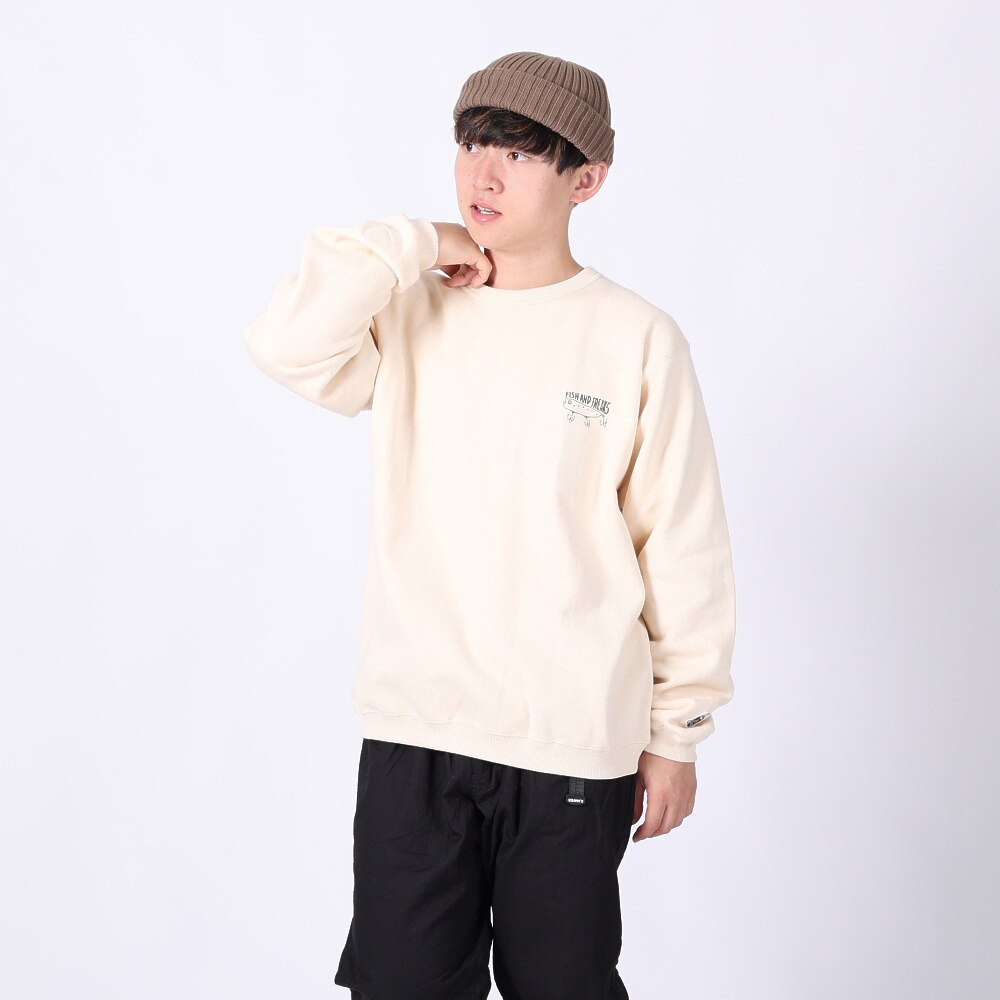 クリフメイヤー（KRIFF MAYER）（メンズ）スウェット トレーナー チルタイム起毛ひっくりクルースウェット 2323104-9 NATURAL ナチュラル バックプリント