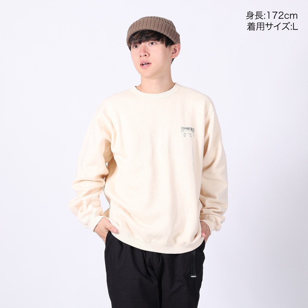 クリフメイヤー（KRIFF MAYER）（メンズ）スウェット トレーナー チルタイム起毛ひっくりクルースウェット 2323104-9 NATURAL ナチュラル バックプリント