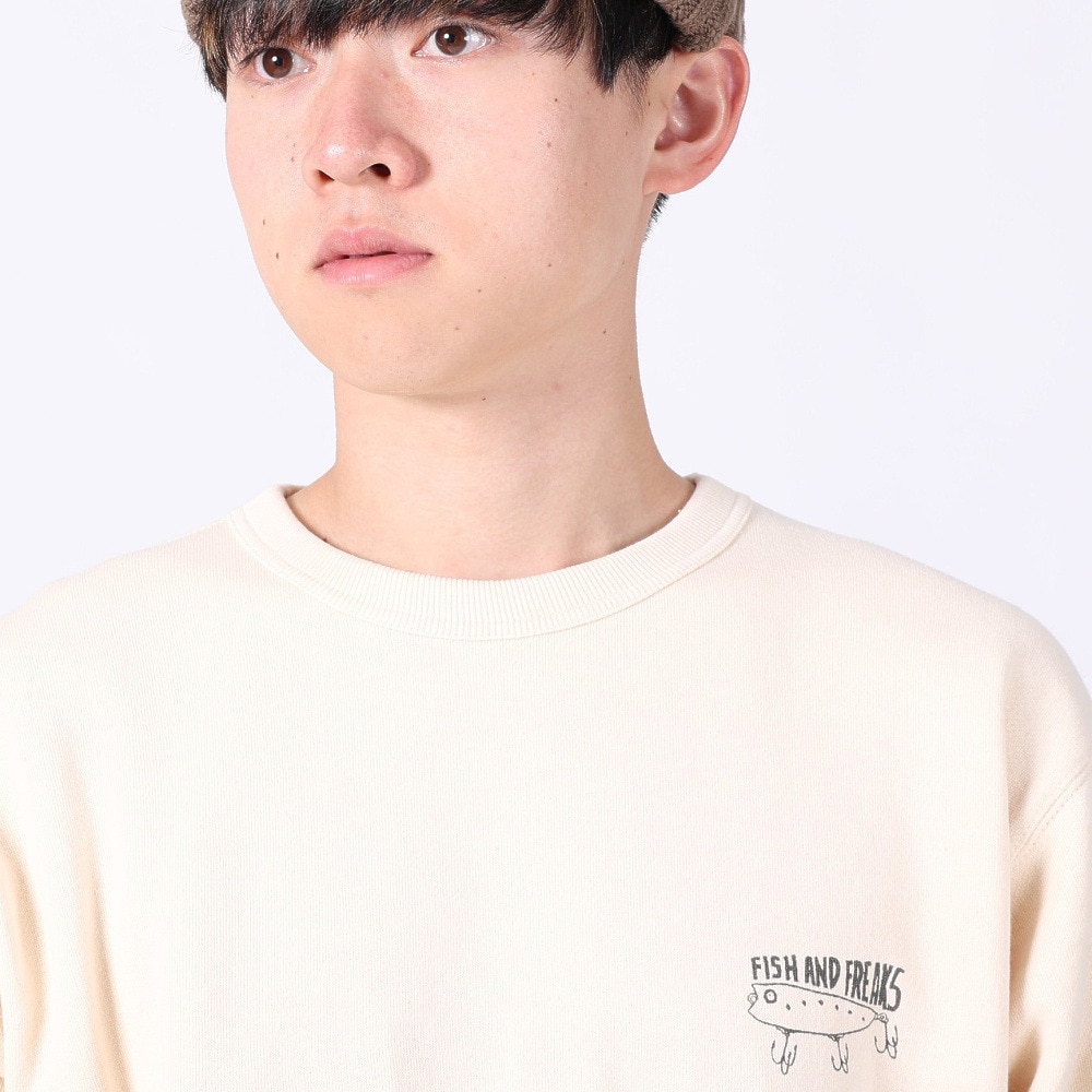 クリフメイヤー（KRIFF MAYER）（メンズ）スウェット トレーナー チルタイム起毛ひっくりクルースウェット 2323104-9 NATURAL ナチュラル バックプリント