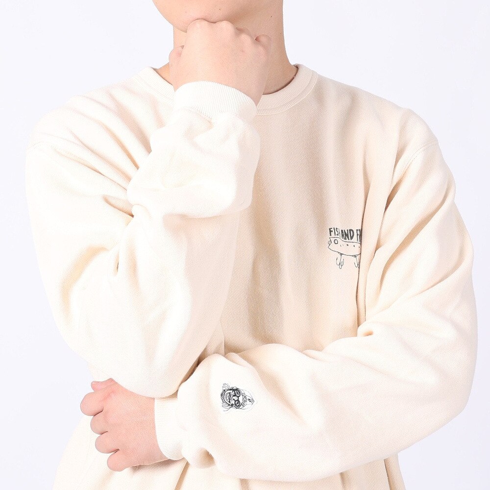クリフメイヤー（KRIFF MAYER）（メンズ）スウェット トレーナー チルタイム起毛ひっくりクルースウェット 2323104-9 NATURAL ナチュラル バックプリント