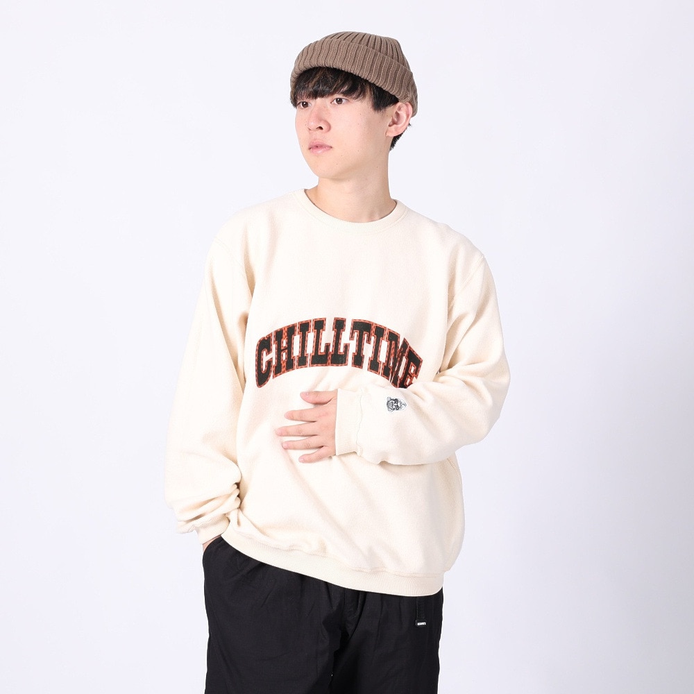 クリフメイヤー（KRIFF MAYER）（メンズ）スウェット トレーナー チルタイム起毛ひっくりクルースウェット 2323104-9 NATURAL ナチュラル バックプリント