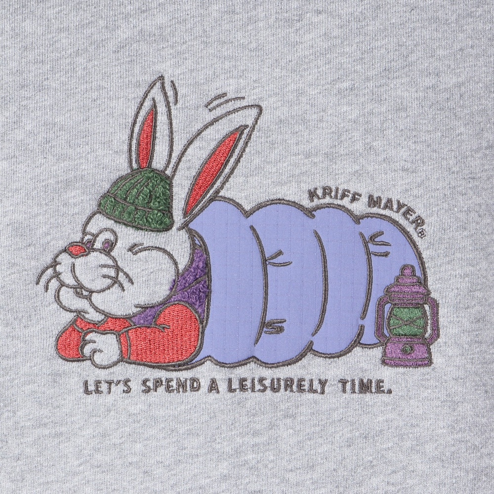 クリフメイヤー（KRIFF MAYER）（メンズ）サガラ刺繍 スウェット トレーナー キャンプラビット コットン100％裏起毛 クルーB 2323106-15 GRAY グレー