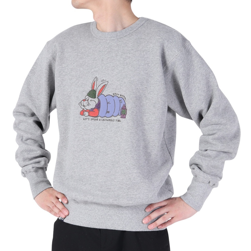 クリフメイヤー（KRIFF MAYER）（メンズ）サガラ刺繍 スウェット トレーナー キャンプラビット コットン100％裏起毛 クルーB 2323106-15 GRAY グレー