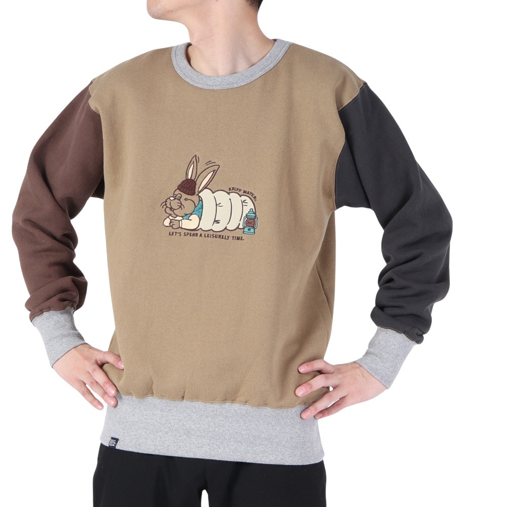 クリフメイヤー（KRIFF MAYER）（メンズ）サガラ刺繍 スウェット トレーナー キャンプラビット コットン100％裏起毛 クルーB 2323106-90 MULTI-COL マルチカラー