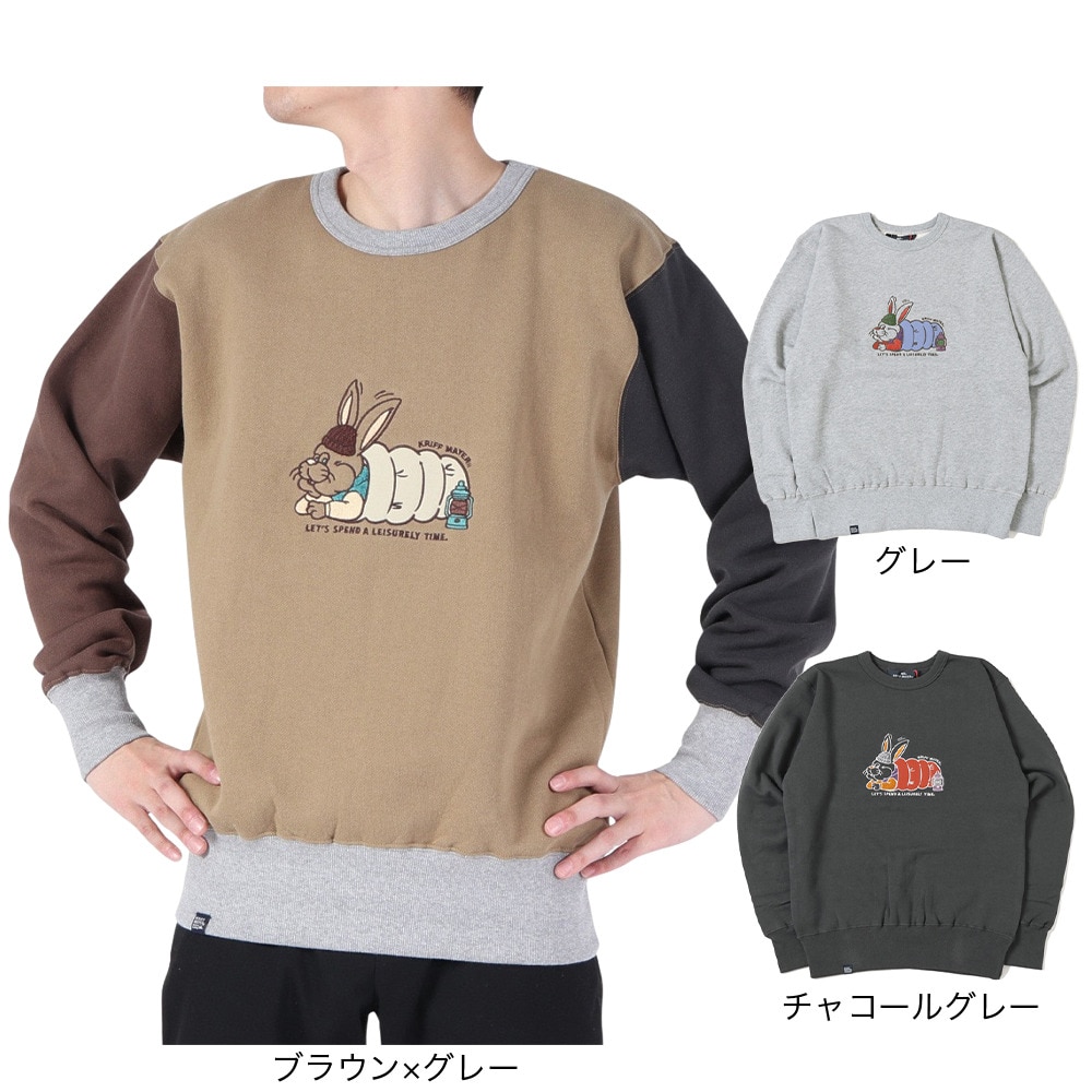 クリフメイヤー（KRIFF MAYER）（メンズ）サガラ刺繍 スウェット トレーナー キャンプラビット コットン100％裏起毛 クルーB 2323106-90 MULTI-COL マルチカラー
