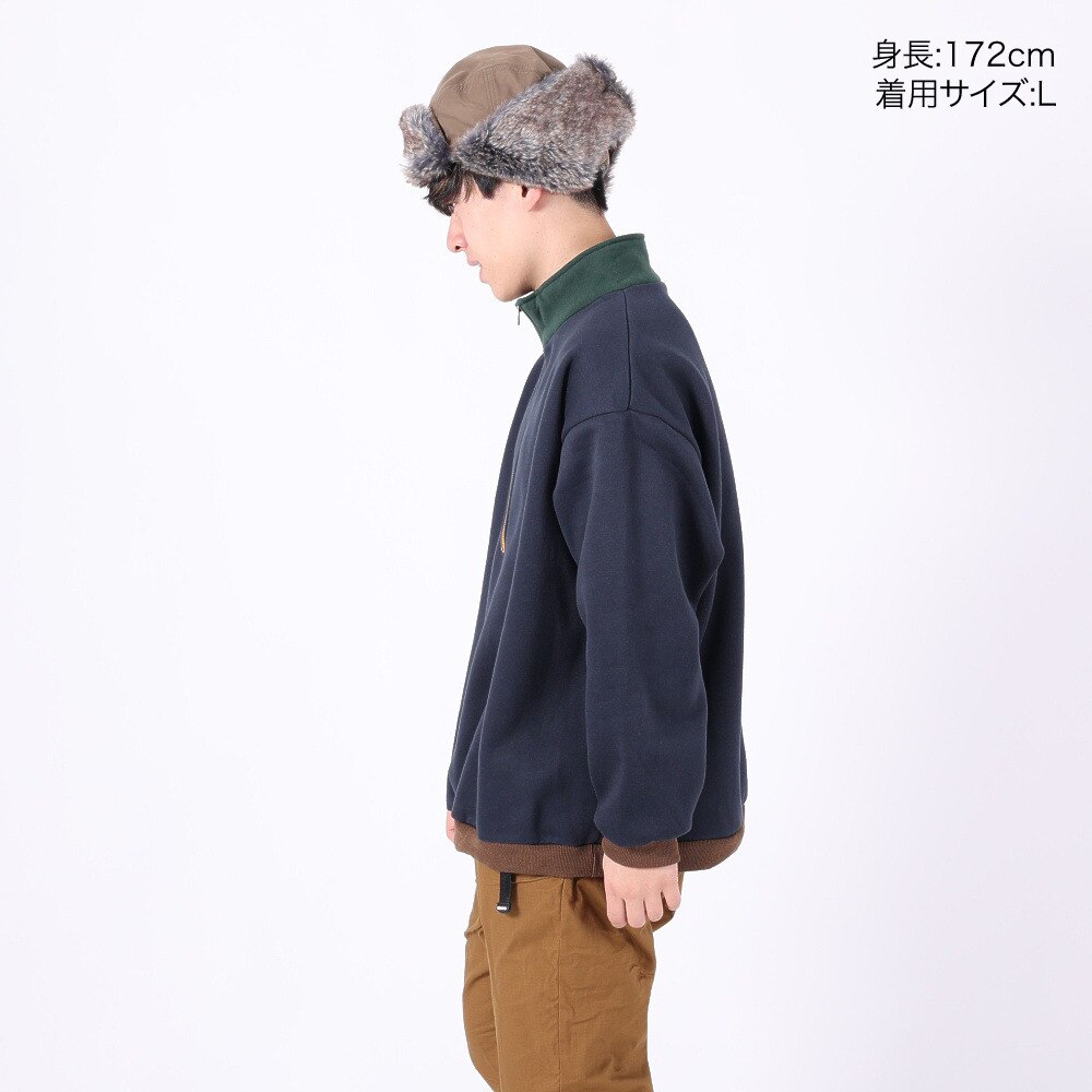 クリフメイヤー（KRIFF MAYER）（メンズ）トレーナー スウェット 裏起毛 マルチカラー ハーフジップ 2327801-79 NAVY ネイビー 綿100