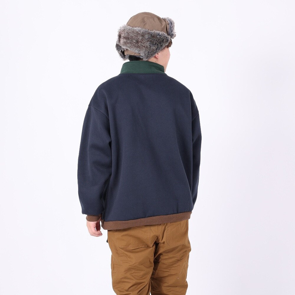 クリフメイヤー（KRIFF MAYER）（メンズ）トレーナー スウェット 裏起毛 マルチカラー ハーフジップ 2327801-79 NAVY ネイビー 綿100