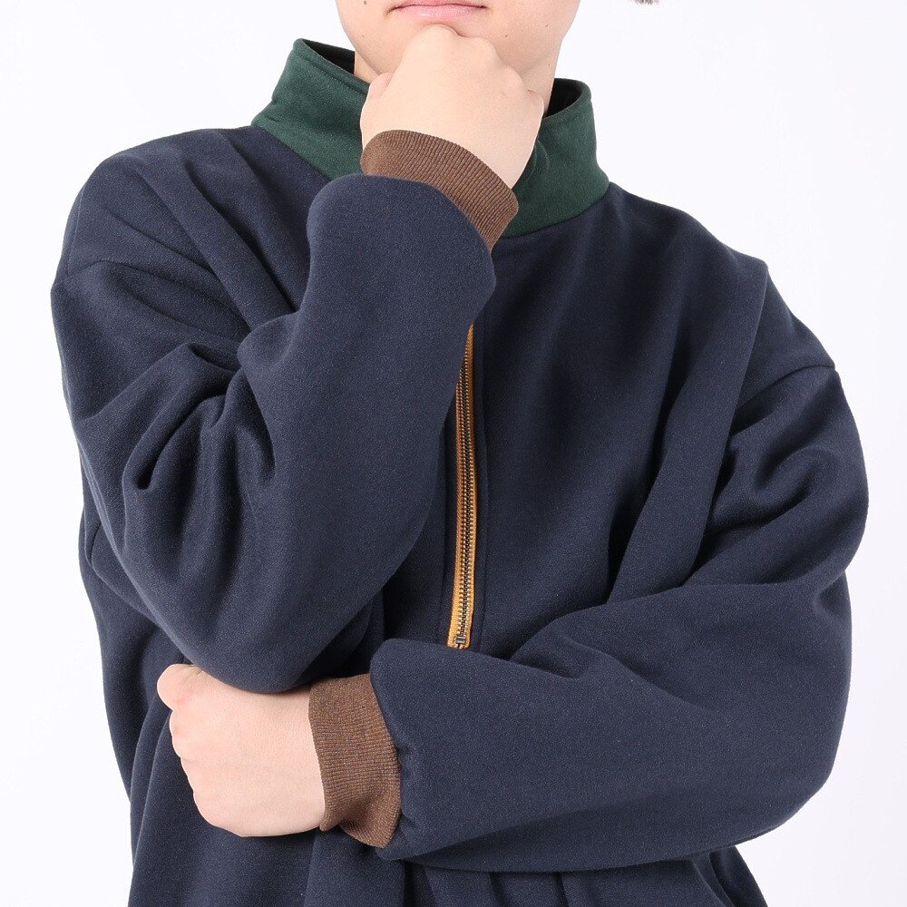 クリフメイヤー（KRIFF MAYER）（メンズ）トレーナー スウェット 裏起毛 マルチカラー ハーフジップ 2327801-79 NAVY ネイビー 綿100