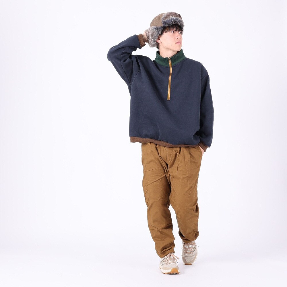 クリフメイヤー（KRIFF MAYER）（メンズ）トレーナー スウェット 裏起毛 マルチカラー ハーフジップ 2327801-79 NAVY ネイビー 綿100
