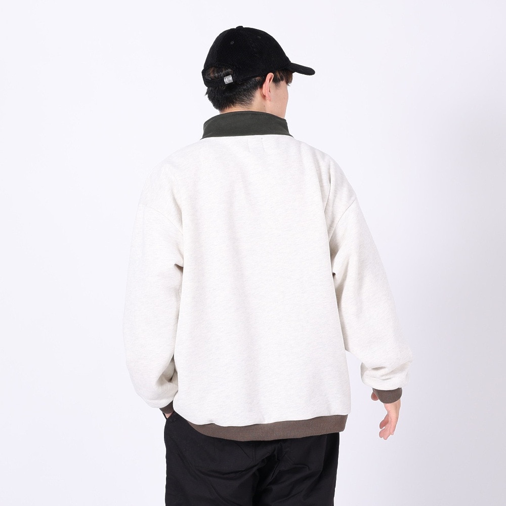 クリフメイヤー（KRIFF MAYER）（メンズ）トレーナー スウェット 裏起毛 マルチカラー ハーフジップ 2327801-8 IVORY アイボリー 綿100