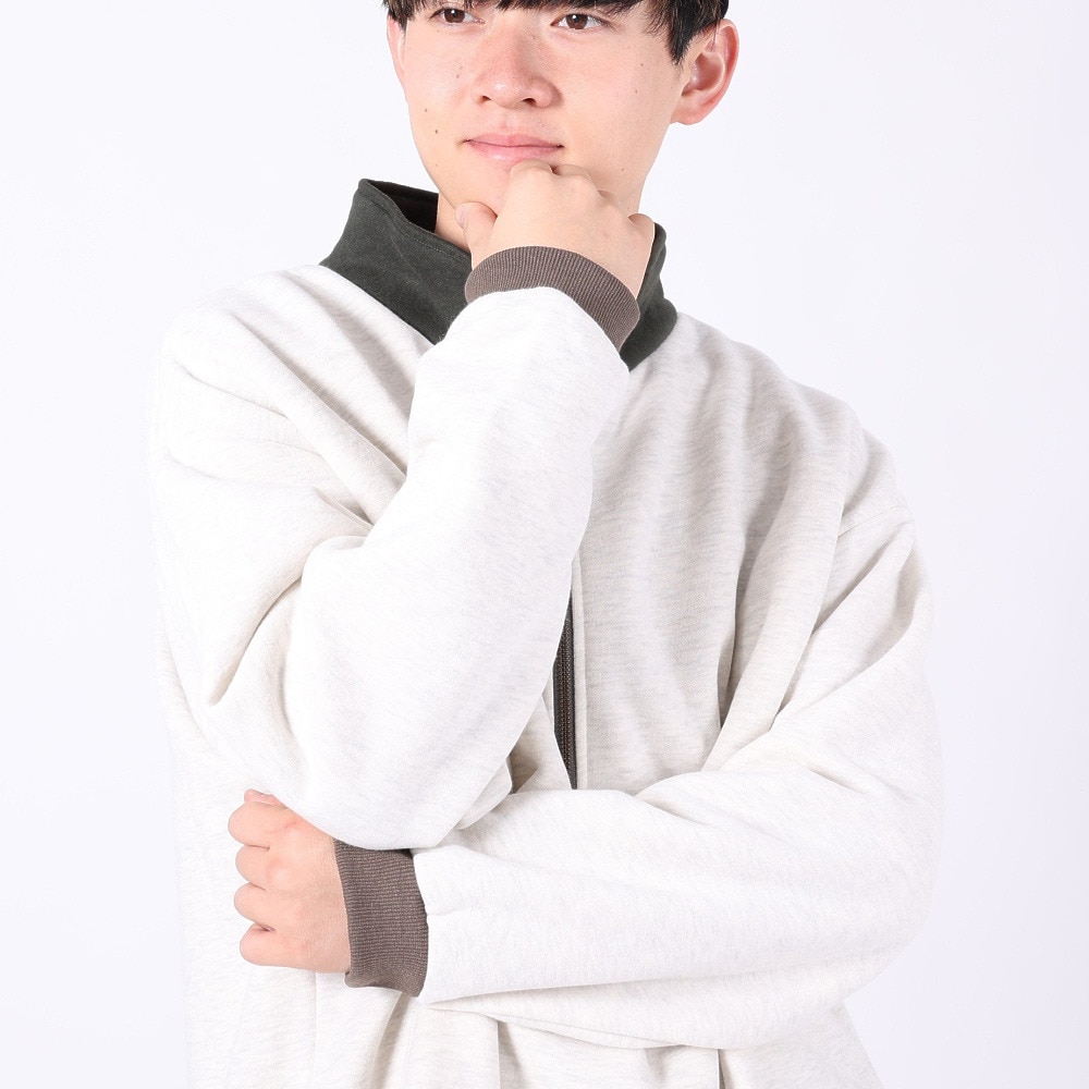 クリフメイヤー（KRIFF MAYER）（メンズ）トレーナー スウェット 裏起毛 マルチカラー ハーフジップ 2327801-8 IVORY アイボリー 綿100