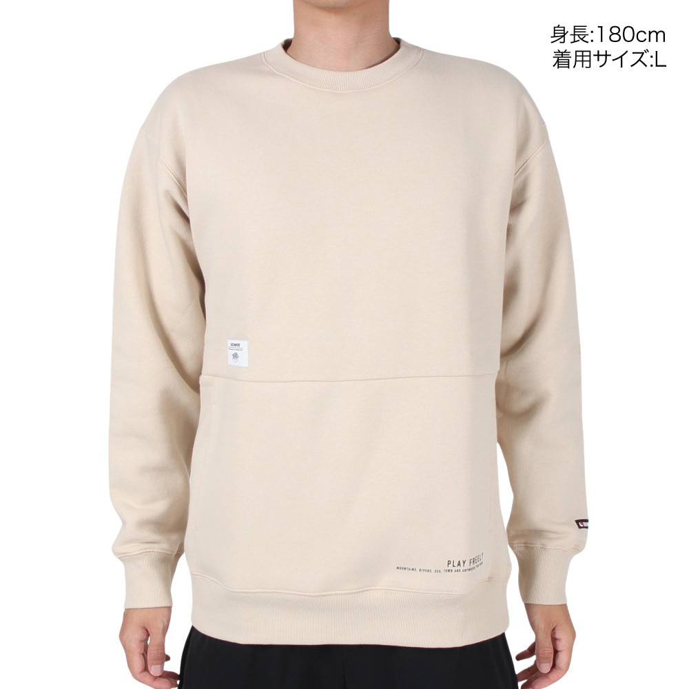 ボンファイア（Bonfire）（メンズ）スウェット 無地 DRAFT FLEECE ドラフトフリース トレーナー 50BNF3FCD2287 BEG ベージュ