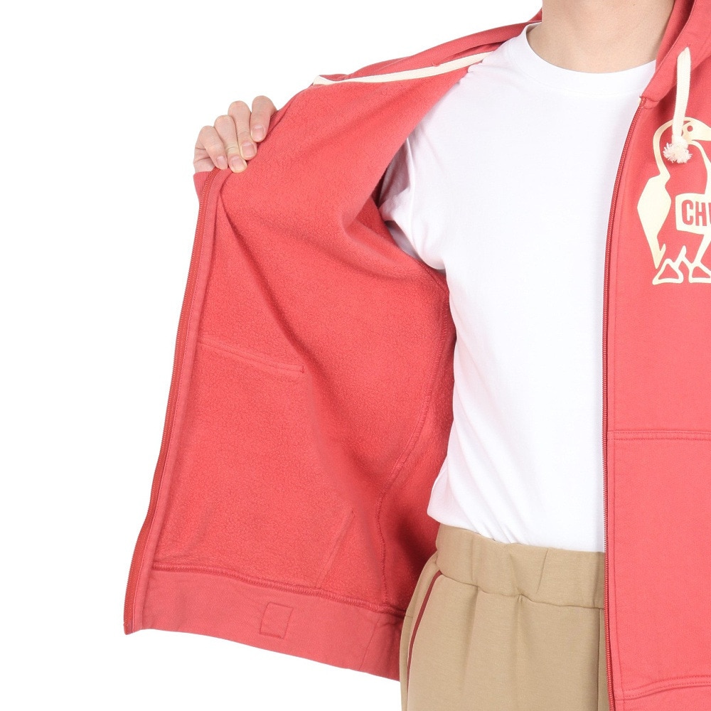 チャムス（CHUMS）（メンズ）スウェット パーカー ブービー ロゴ ジップパーカー CH00-1420-R129 レッド 裏起毛 綿100