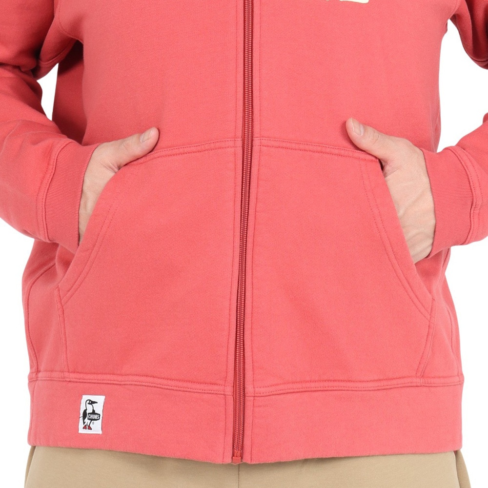 チャムス（CHUMS）（メンズ）スウェット パーカー ブービー ロゴ ジップパーカー CH00-1420-R129 レッド 裏起毛 綿100