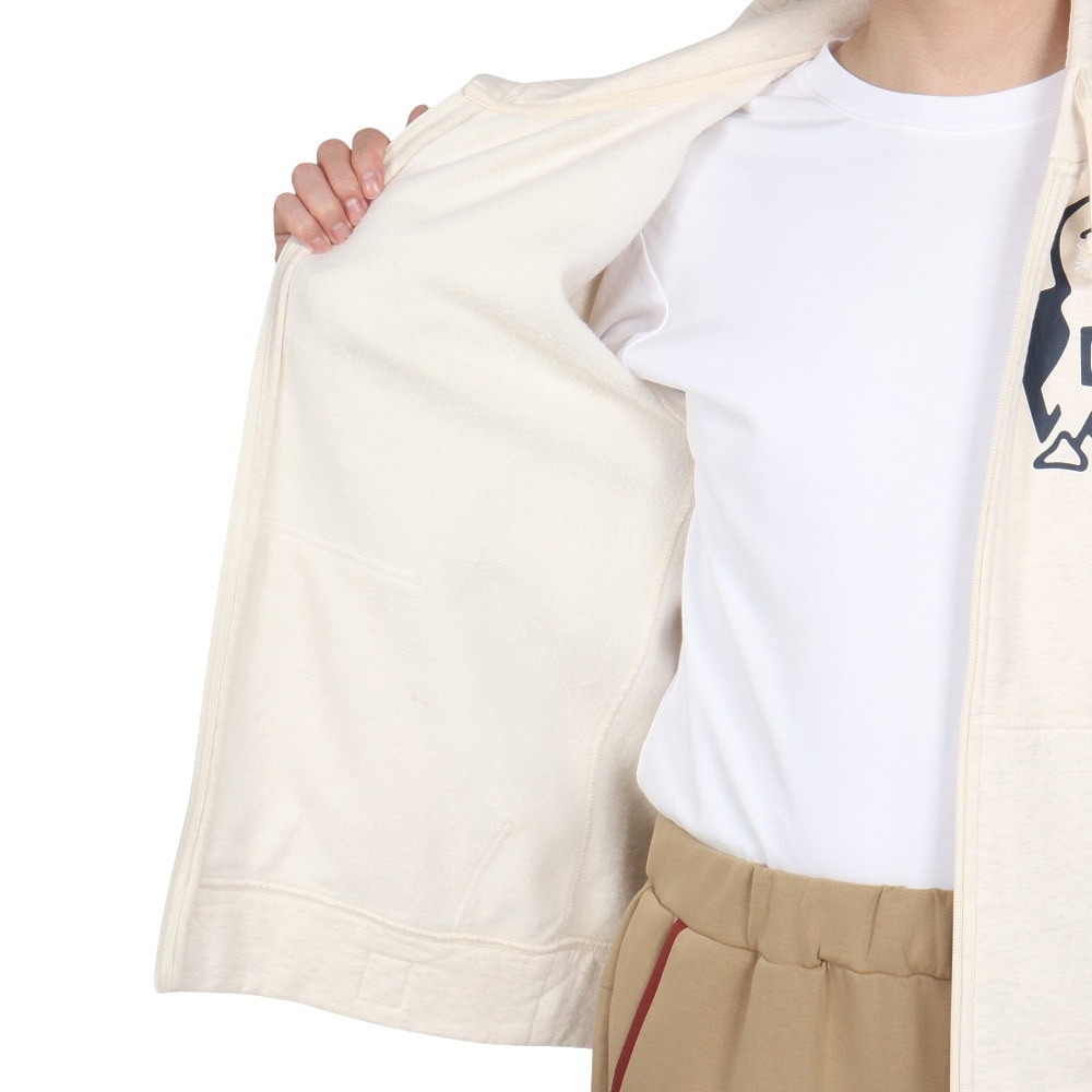 チャムス（CHUMS）（メンズ）スウェット パーカー ブービー ロゴ ジップパーカー CH00-1420-W095 オフホワイト 裏起毛 綿100