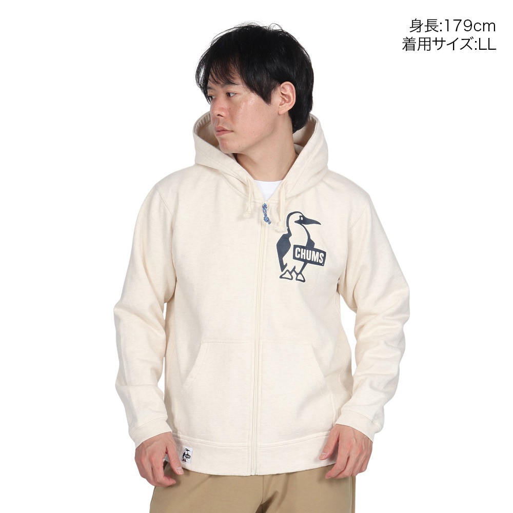 チャムス（CHUMS）（メンズ）スウェット パーカー ブービー ロゴ ジップパーカー CH00-1420-W095 オフホワイト 裏起毛 綿100