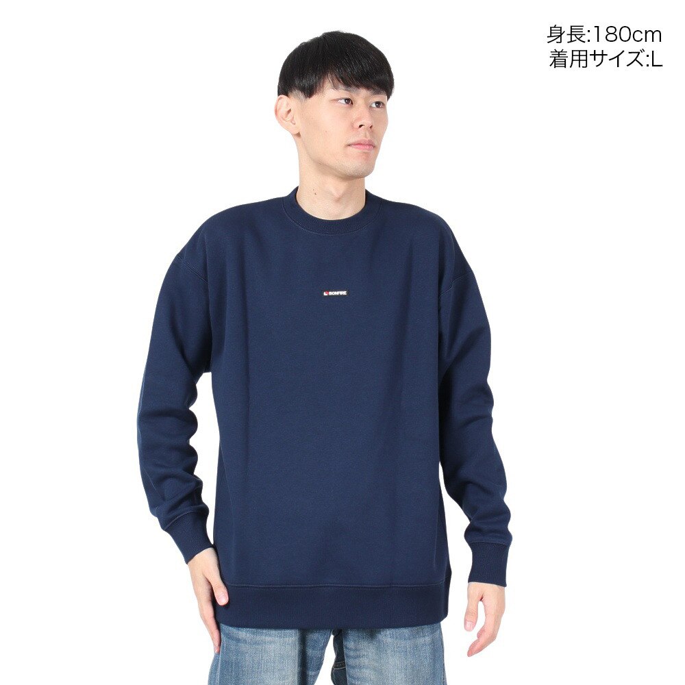 ボンファイア（Bonfire）（メンズ）STENCIL CREW スウェットシャツ 50BNF4FCD2365 NVY