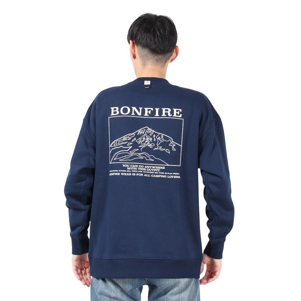 ボンファイア（Bonfire）（メンズ）STENCIL CREW スウェットシャツ 50BNF4FCD2365 NVY