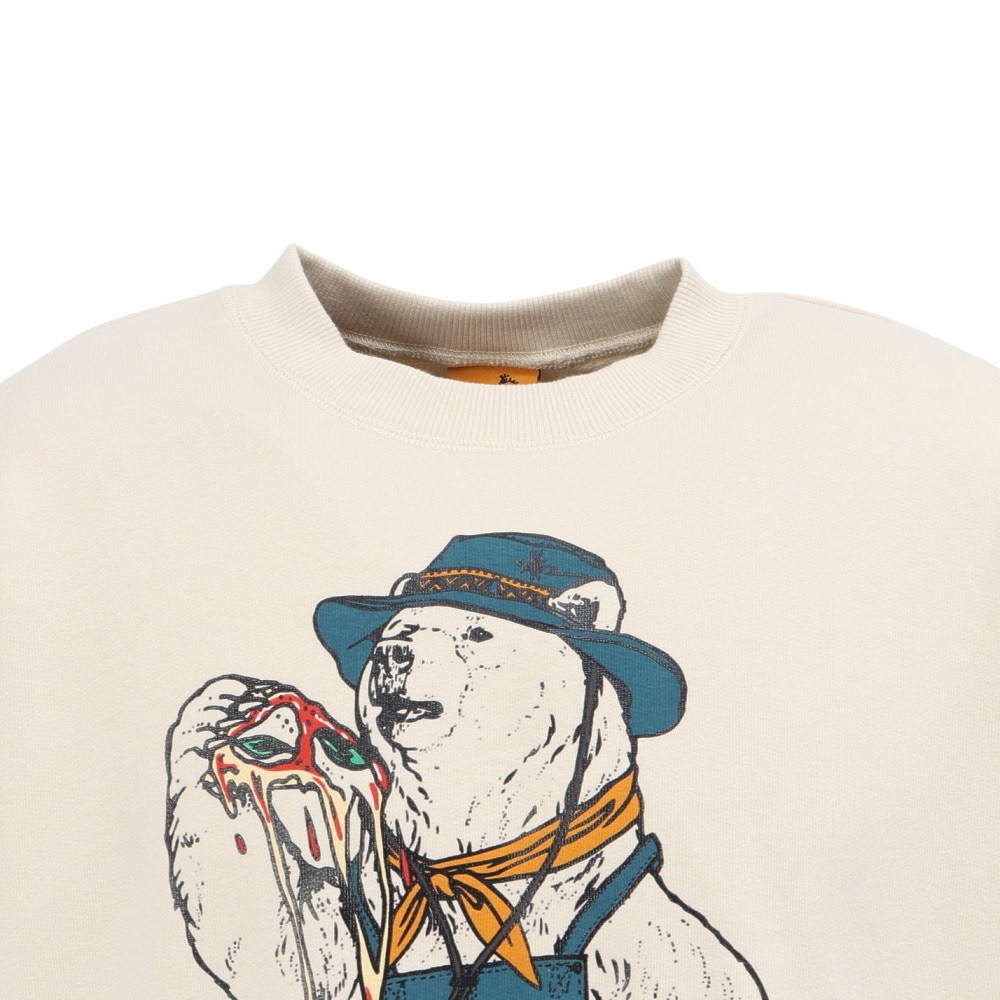 ゴースローキャラバン（GOSLOWCARAVAN）（メンズ）空紡糸裏毛 スキレットピザクマ ヘムスピンドルクルースウェットシャツ 352606 IVY